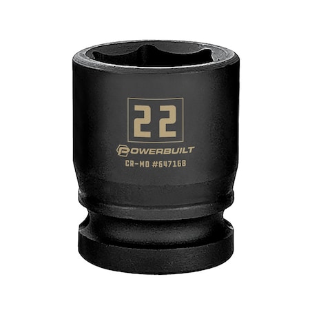 Powerbuilt 1/2" Drive 22Mm Impact Socket 647168